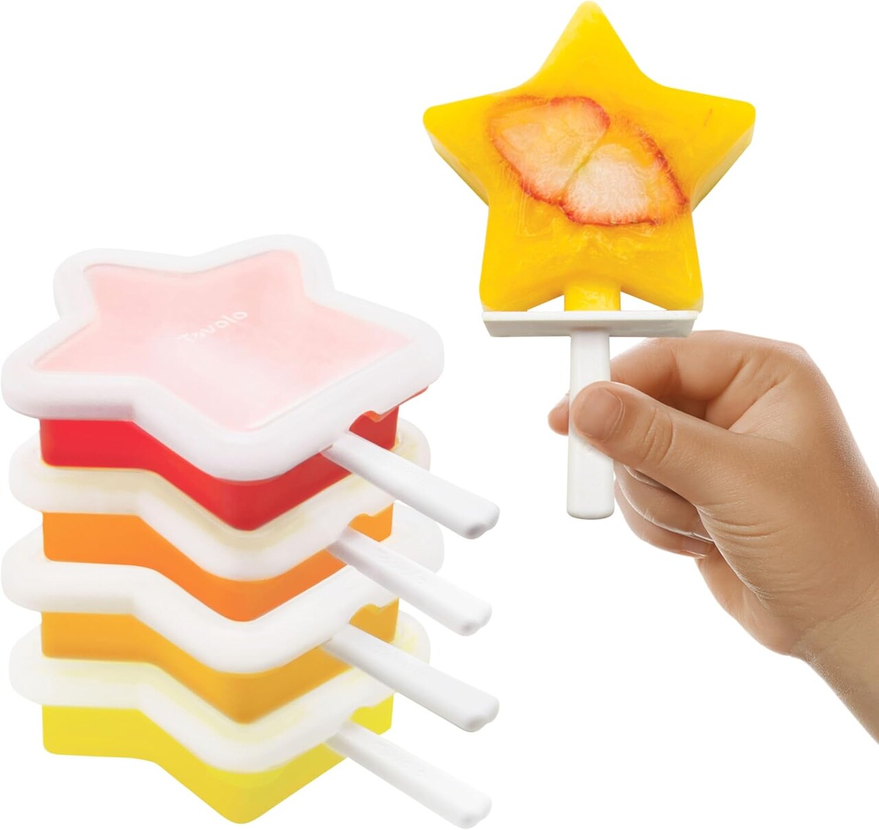 Star-Shaped Popsicle Molds – Pack of 4 BPA-Free Silicone Ice Pop Molds with Sticks, Drip Guards & Lids, Reusable Easy-Release Frozen Treats for Kids (Assorted)